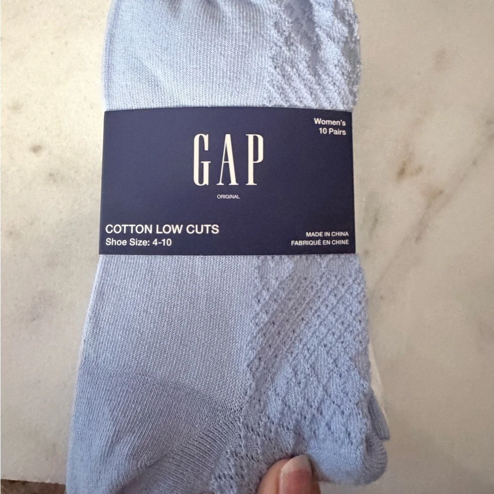 GAP women Blue and White Socks 10 pairs cotton blend low cut